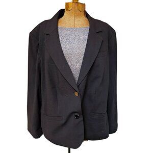 Calvin Klein Blazer Jacket Womens Size 22W Black 2 Button Front Lined Pockets